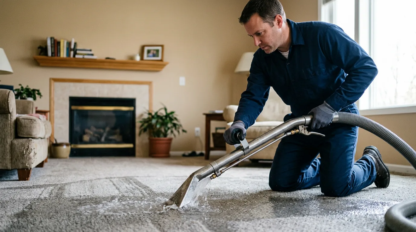 Water damage restoration technician working near Ramona, OK